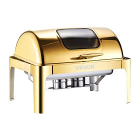 VEVOR Roll Top Chafing Dish Buffet Complete Set, 9Qt Stainless Steel Chafer with Full Size Pan